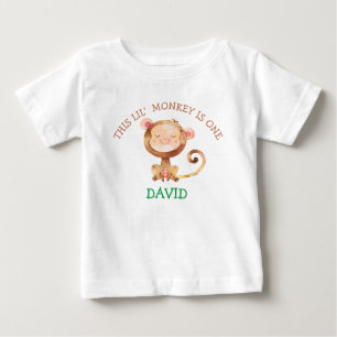 Camiseta Para Bebê Bebê Macaco Primeiro Aniversário Pequeno Macaco