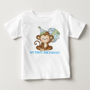 Camiseta Para Bebê Bebê-macaco primeiro t-shirt de aniversário