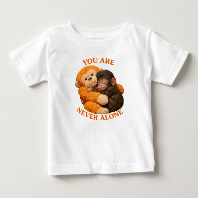 Camiseta Para Bebê Bebê macaco Punch fofo com macaco de pelúcia -  (Frente)