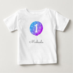 Camiseta Para Bebê Bebê Menina Balão Roxo 1º Aniversário Infantil