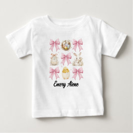 Camiseta Para Bebê Bebê Menina Rosa Páscoa Coqueteira Coquinha Arco