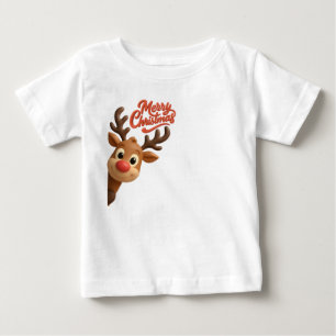 Camiseta Para Bebê Bebê Natal Adorável Rena