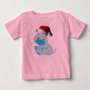 Camiseta Para Bebê Bebê Natal Hippo