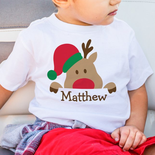 Camiseta Para Bebê Bebê Natal Reindeer Personalizado Kid T-Shirt (Criador carregado)