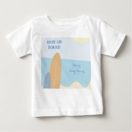 Camiseta Para Bebê Bebê no Conselho Surfing Beach Chá de fraldas