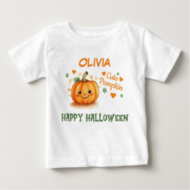 Camiseta Para Bebê Bebê no Halloween Abóbora Fofa 