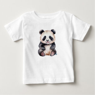 Camiseta Para Bebê Bebê panda fofo aquarela