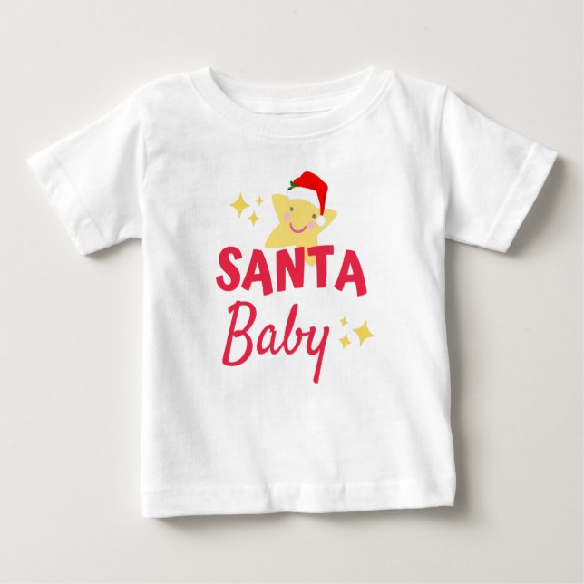 Camiseta Para Bebê bebê papai noel (Frente)