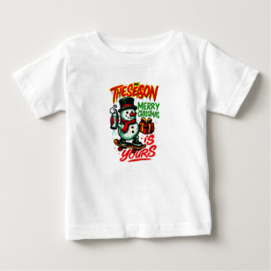 Camiseta Para Bebê Bebê Papai Noel Homem de Neve Ultra-Suave Festivo