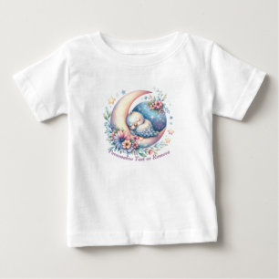 Camiseta Para Bebê Bebê Passarinho Fofo Personalizado Dormindo na Lua