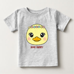 Camiseta Para Bebê Bebê Pato Fofo com Coroa de Flores
