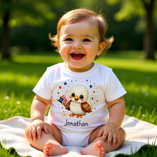 Camiseta Para Bebê Bebê Patriótico Águia Adorável Personalizado