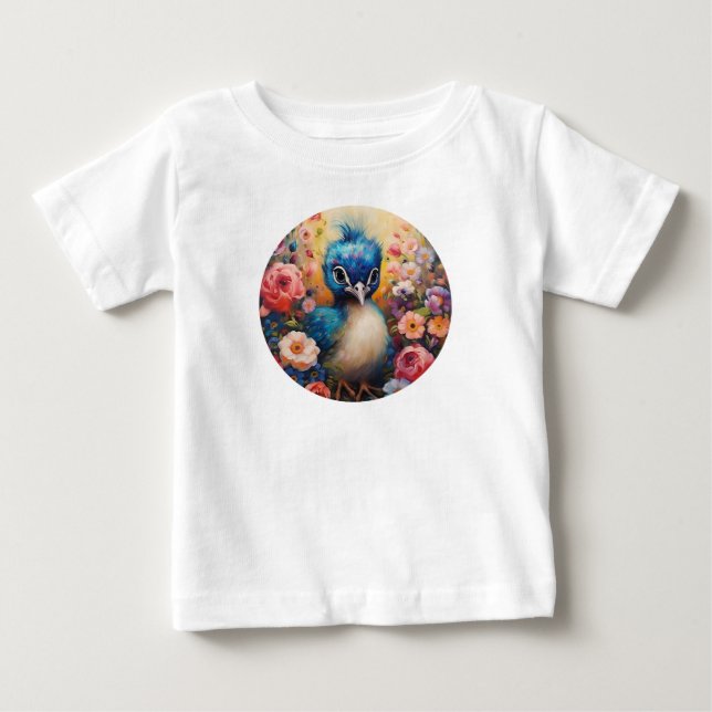 Camiseta Para Bebê Bebê Pavão Fofo (Frente)
