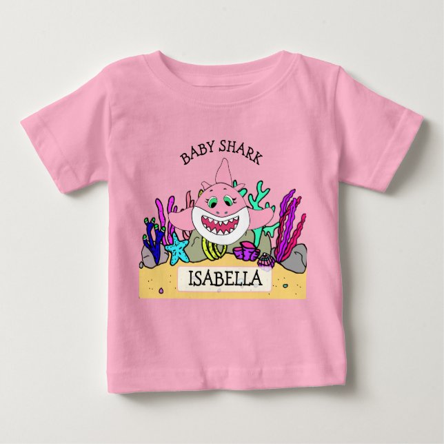 Camiseta Para Bebê Bebê Personalizado Baby Shark Bebê (Frente)