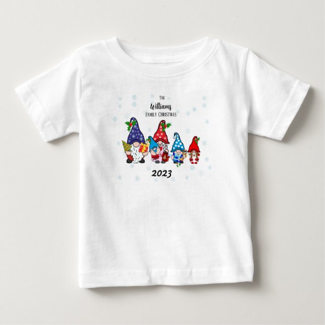 Camiseta Para Bebê Bebê personalizado da família Gnomos da família me (Frente)
