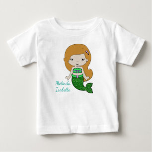 Camiseta Para Bebê Bebê personalizado da sereia um Tshirt da parte