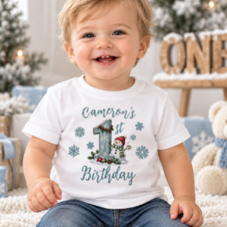 Camiseta Para Bebê Bebê Personalizado Primeiro Aniversário Inverno Bo