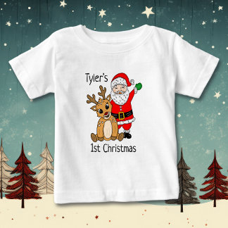 Camiseta Para Bebê Bebê Personalizado Primeiro Bebê de Natal