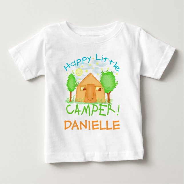 Camiseta Para Bebê Bebê personalizado/t-shirt de acampamento verão (Frente)