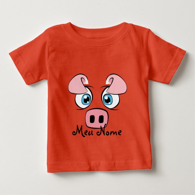 Camiseta Para Bebê Bebê Porco Personalizável (Frente)