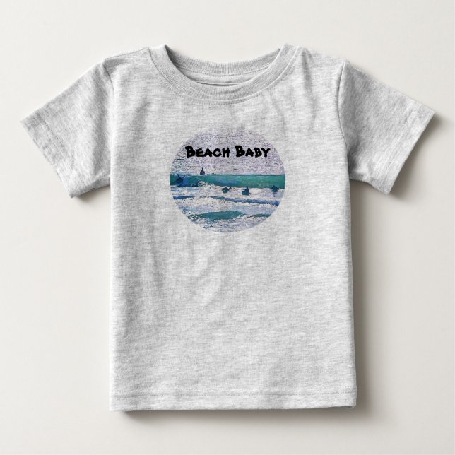 Camiseta Para Bebê Bebê Praia Enforca 10 Surfer Baby T-Shirt (Frente)