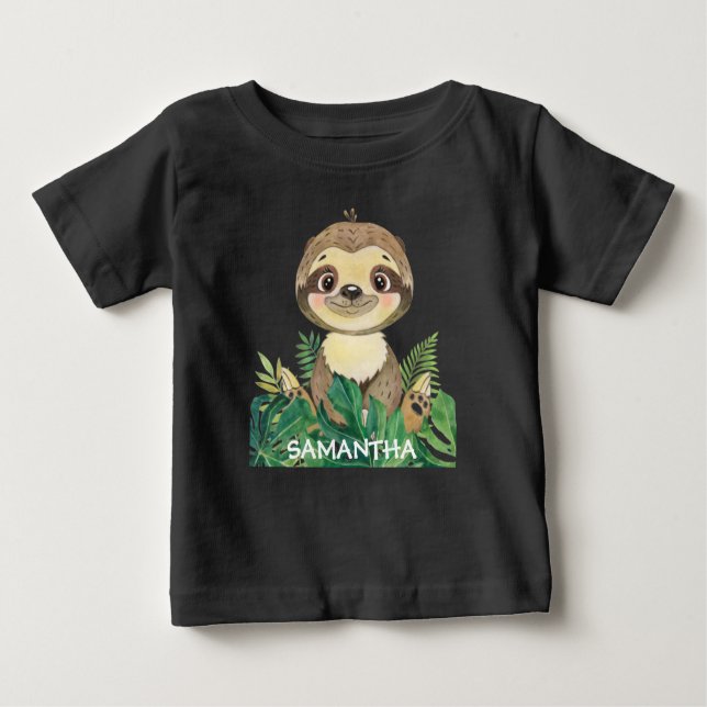 Camiseta Para Bebê Bebê Preguiça Selvagem  (Frente)