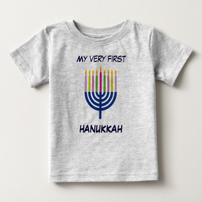 Camiseta Para Bebê Bebê primeiro corpo de Hanukkah (Frente)