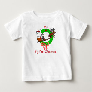 Camiseta Para Bebê Bebê Primeiro Natal