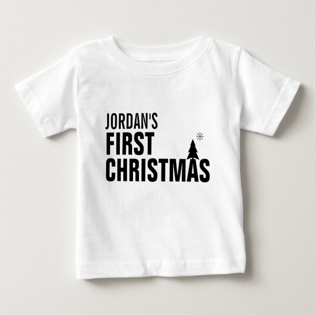 Camiseta Para Bebê Bebê Primeiro Natal Bebê Tutu Bonitão (Frente)