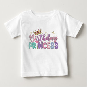 Camiseta Para Bebê Bebê princesa de aniversário de roteiro moderno