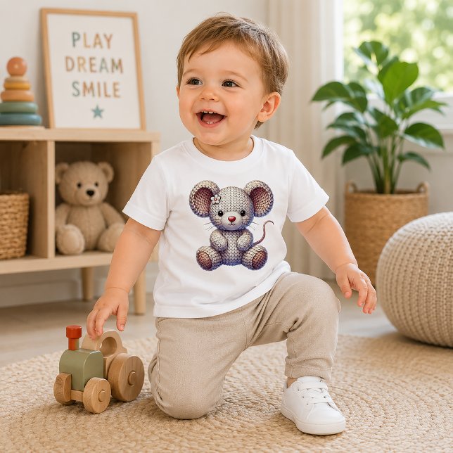 Camiseta Para Bebê Bebê Rato Faux Lã (Criador carregado)