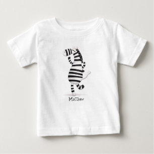 Camiseta Para Bebê Bebê Recém-Nascido Zebra Feliz Dançando