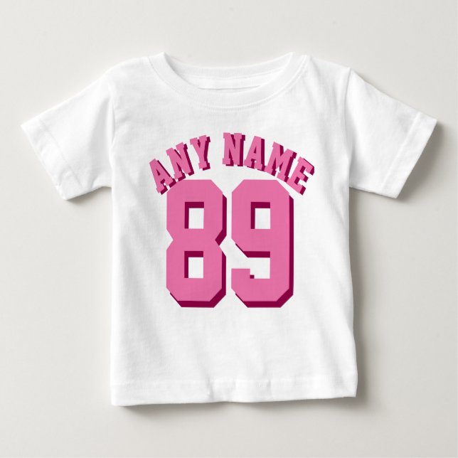 Camiseta Para Bebê Bebê rosa e branco | Sports Jersey (Frente)