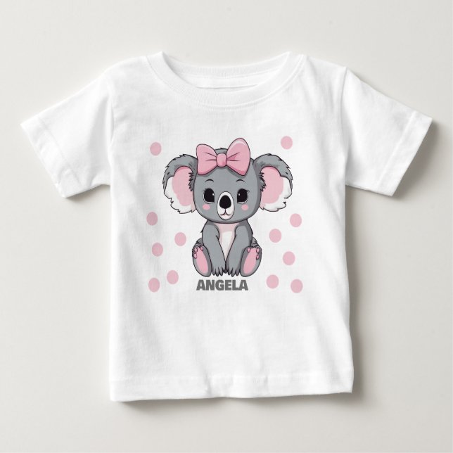Camiseta Para Bebê Bebê Rosa Koala Bear (Frente)
