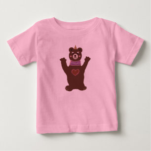 Camiseta Para Bebê Bebê rosa - Lixeira com Urso