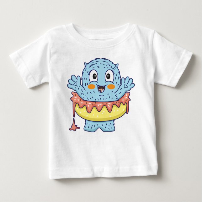 Camiseta Para Bebê Bebê rosquinha monstro (Frente)