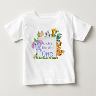 Camiseta Para Bebê Bebê selvagem da selva safari 1º aniversário Bebê