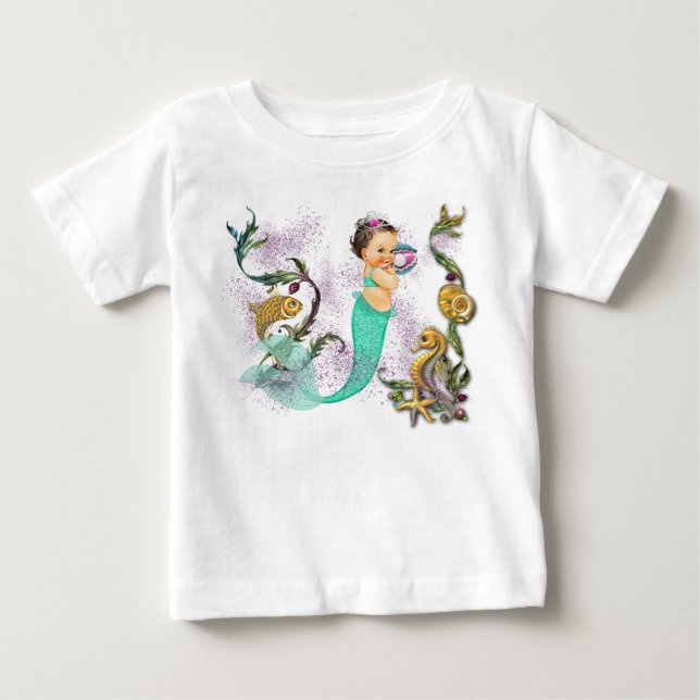 Camiseta Para Bebê Bebê Sereia (Frente)