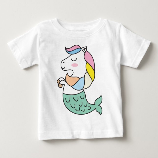 Camiseta Para Bebê Bebê sereia unicórnio  (Frente)