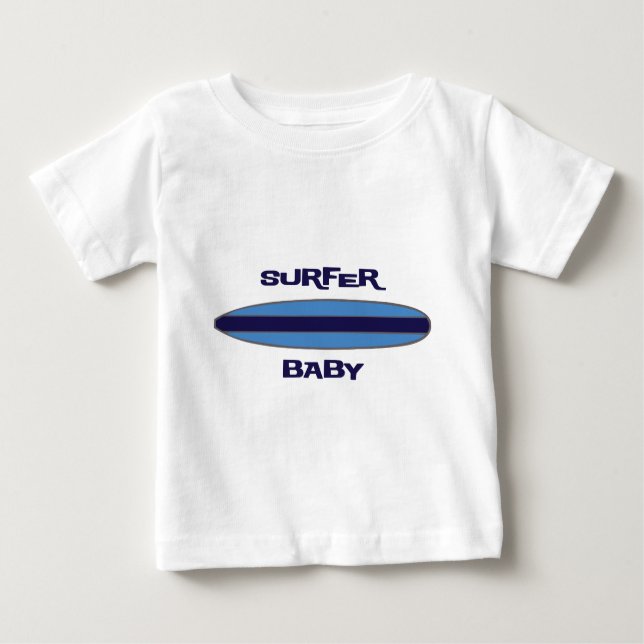 Camiseta Para Bebê Bebê Surfer Azul (Frente)