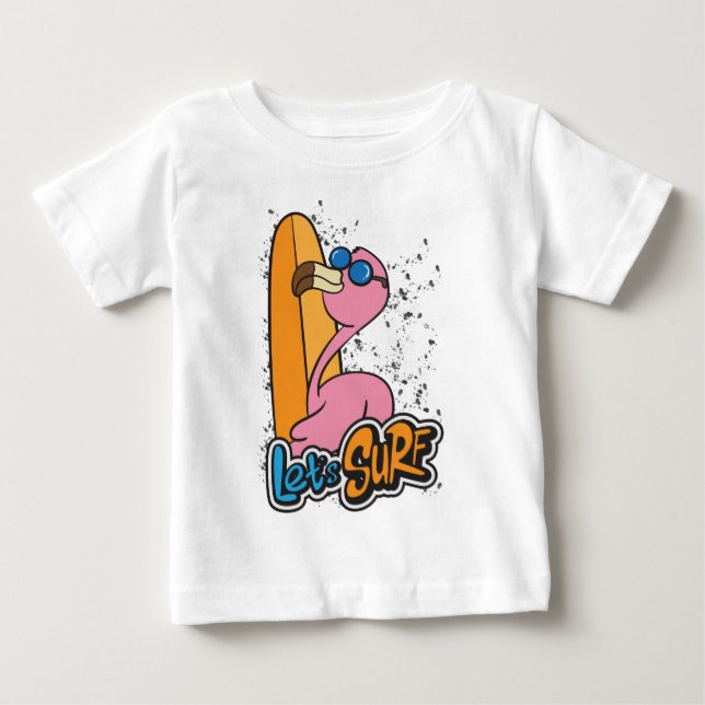 Camiseta Para Bebê Bebê surfista de flamingo  (Frente)