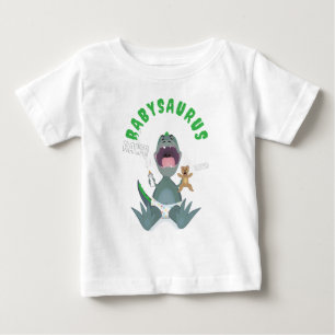 Camiseta Para Bebê Bebê T-rex Babysaurus Verde