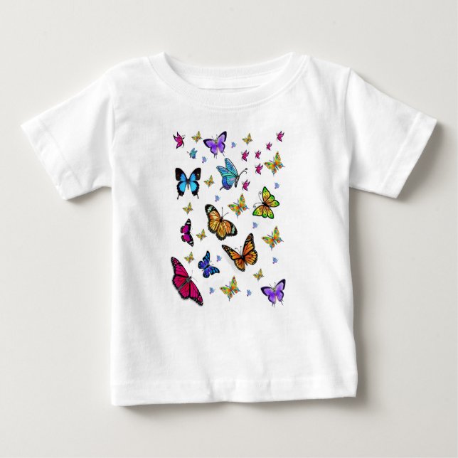 Camiseta Para Bebê Bebê T-Shirt Butterfly (Frente)