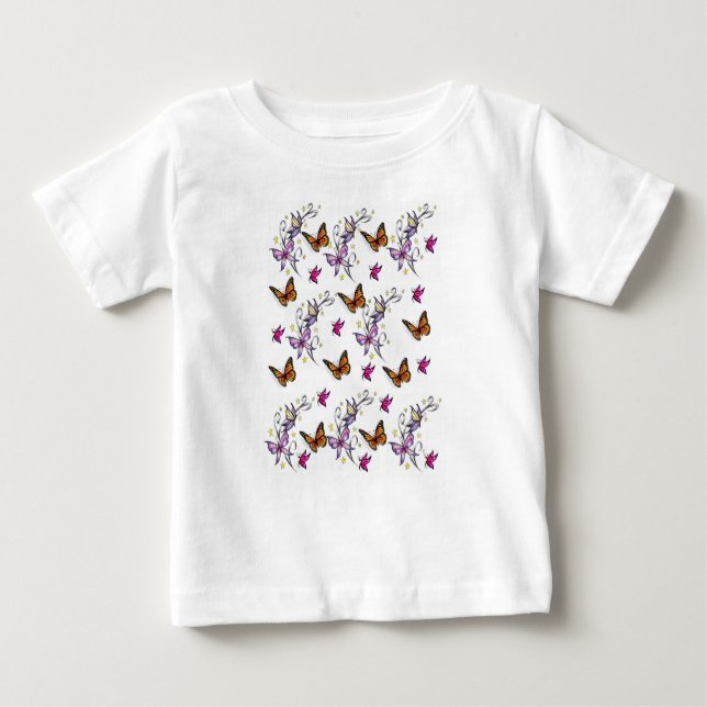 Camiseta Para Bebê Bebê T-Shirt Butterfly (Frente)