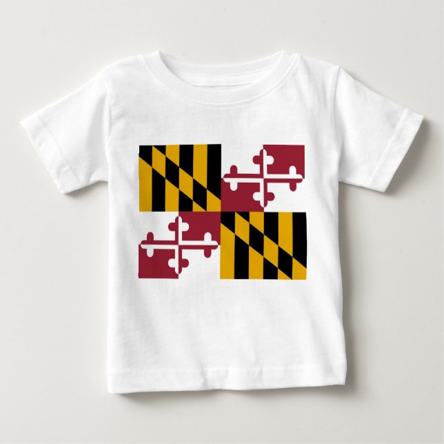 Camiseta Para Bebê Bebê T shirt com Flag de Maryland, EUA (Frente)