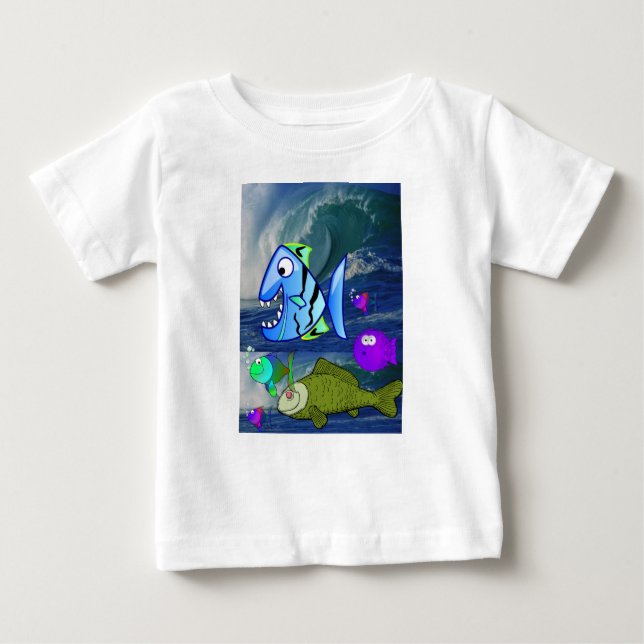 Camiseta Para Bebê Bebê T-Shirt Fish (Frente)