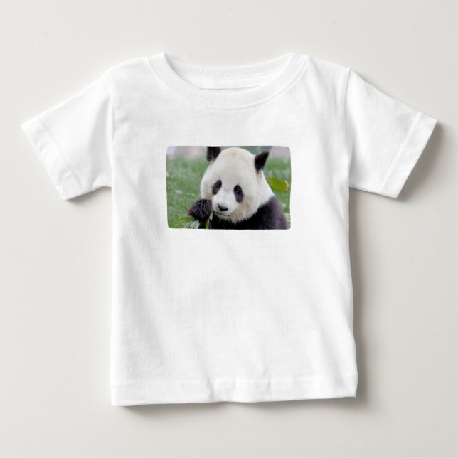 Camiseta Para Bebê Bebê T-Shirt Panda gigante fotográfica, animais 00 (Frente)