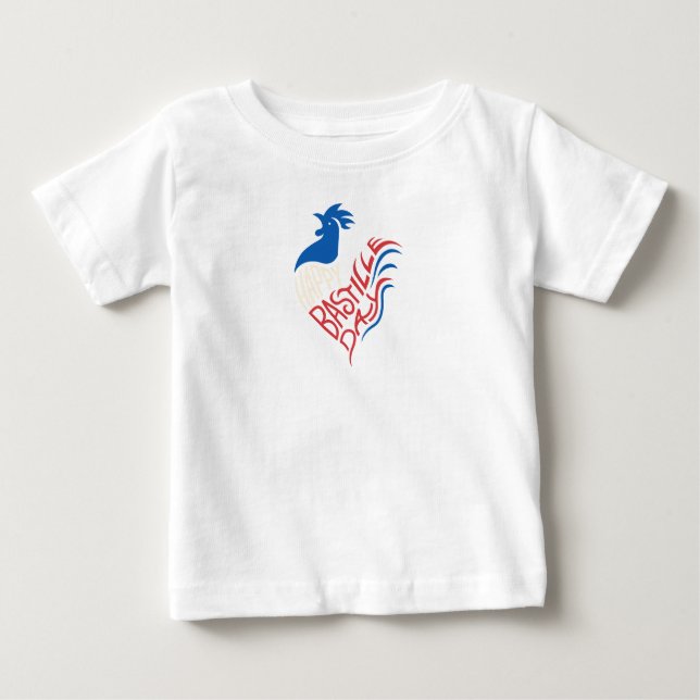 Camiseta Para Bebê Bebê Tee com Design de Celebração do Galo Francês (Frente)