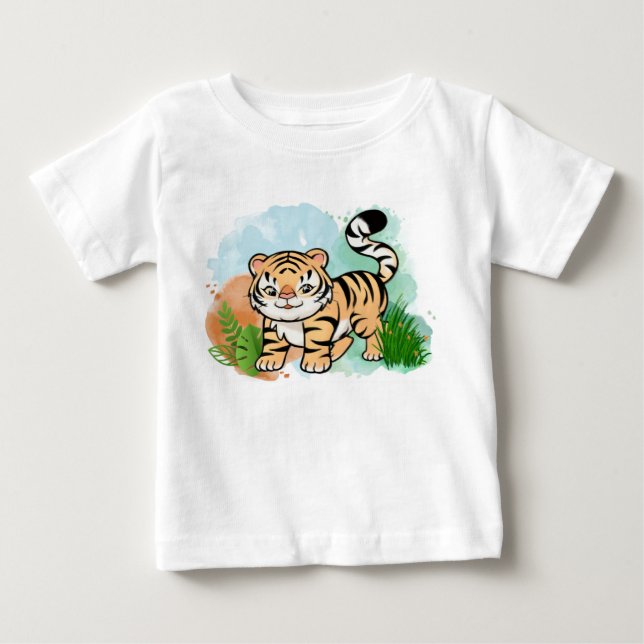 Camiseta Para Bebê Bebê Tigre (Frente)