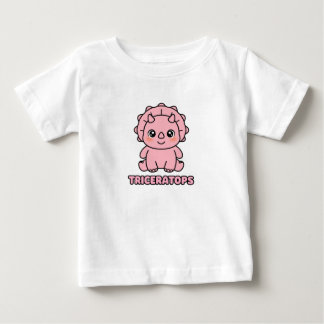 Camiseta Para Bebê Bebê Triceratops Rosa Fofo Dinossauro Chibi